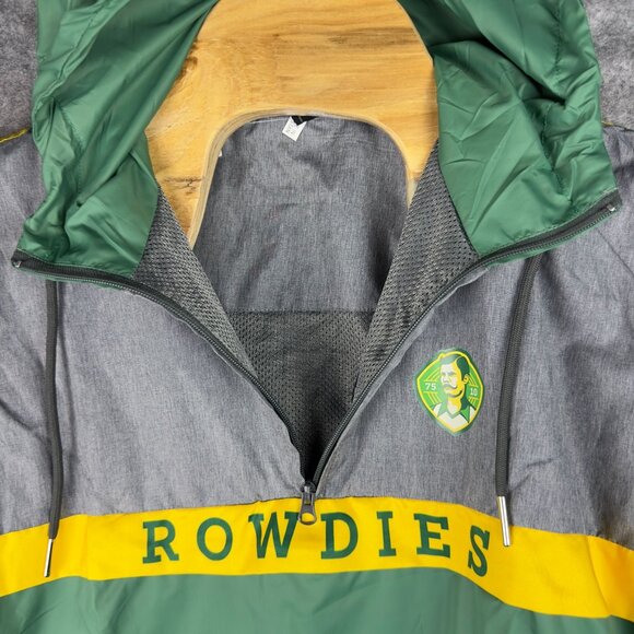 Tampa Bay Rowdies Official Jacket Windbreaker M Hooded Crest Green/Grey/Yellow - Picture 4 of 12